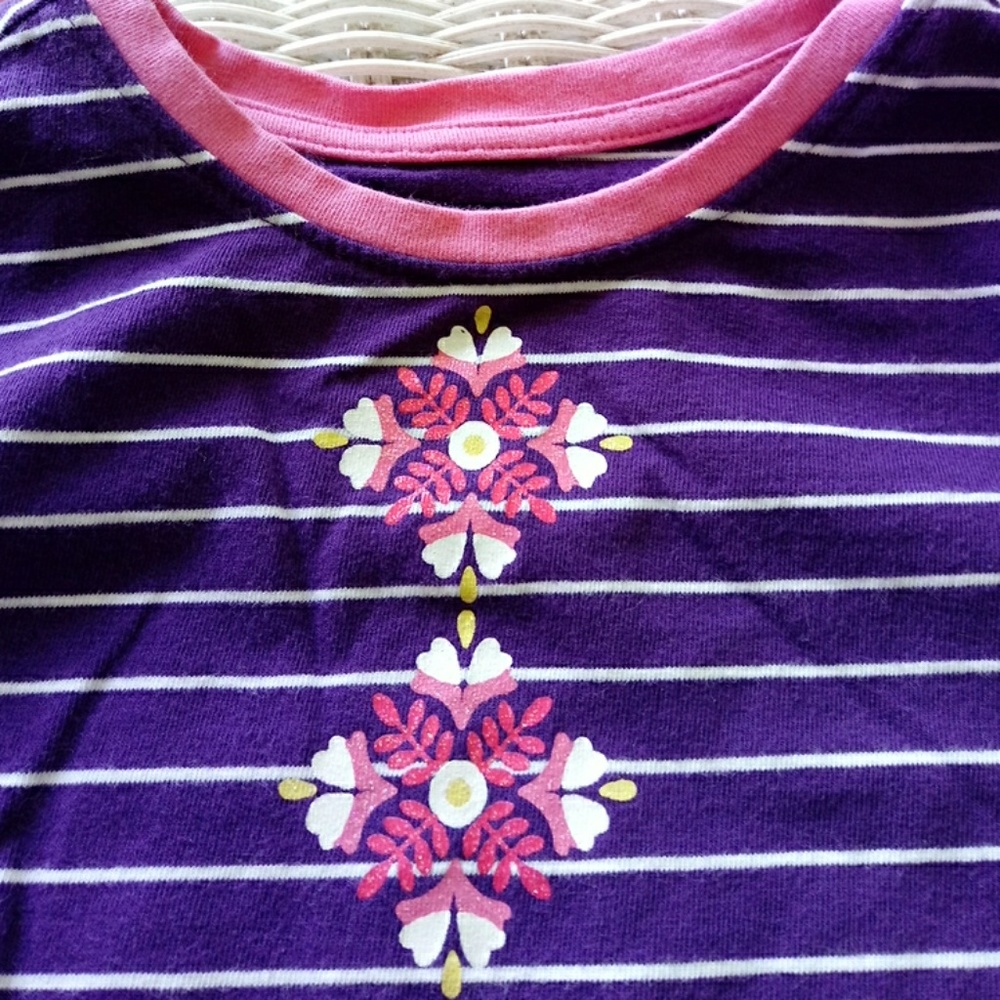 Cute glitter purple & white striped long sleeve - Picture 2 of 4